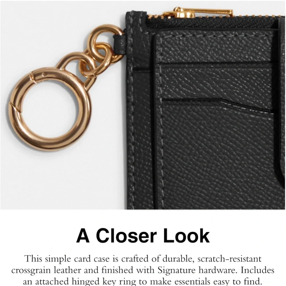 NWT Coach Black Card Holder with Gold Accents - Picture 4 of 5